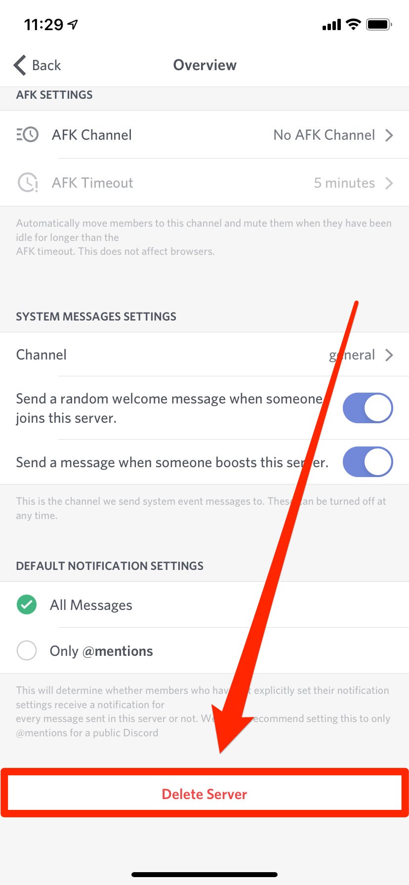 Image result for how to delete discord server on mobile